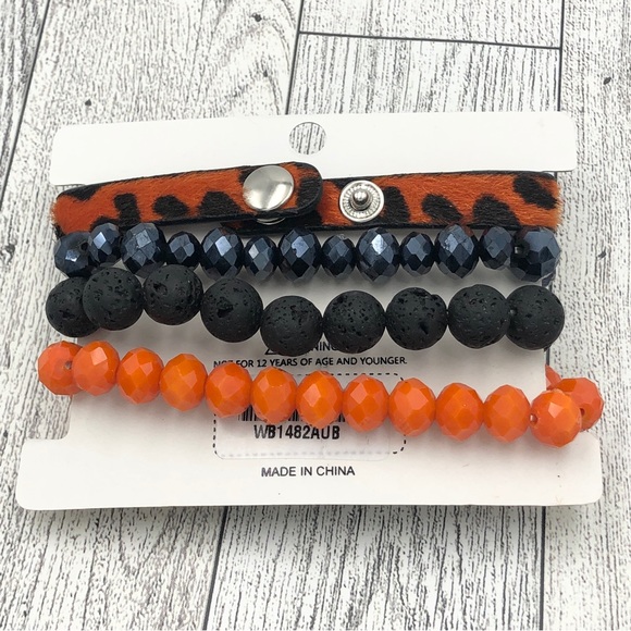 Set 4 Orange Blue Bracelets Auburn Virginia Cavaliers Broncos - Picture 3 of 4